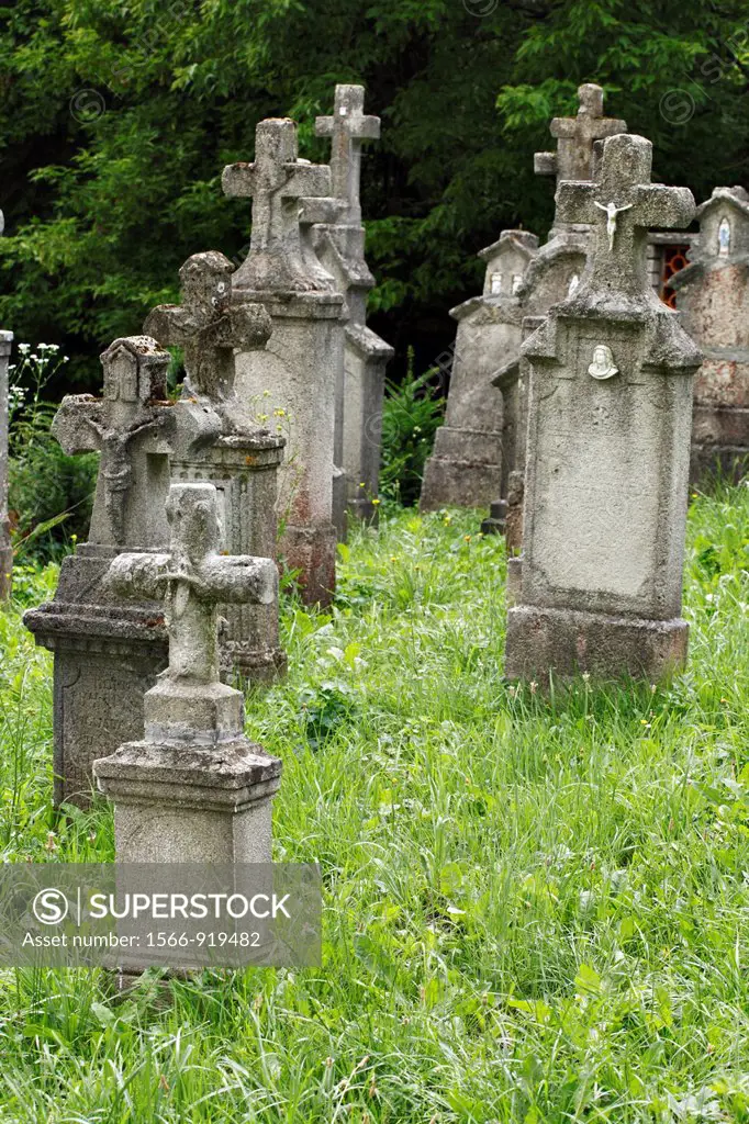 Old gravestones at the cemetery in Dobra Voda, Slovakia