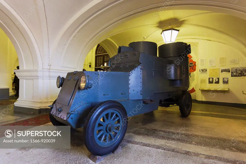Russia, Saint Petersburg, Kronverksky Island, Artillery Museum, interior, armored car used by V I  Lenin in 1917 Russian Revolution