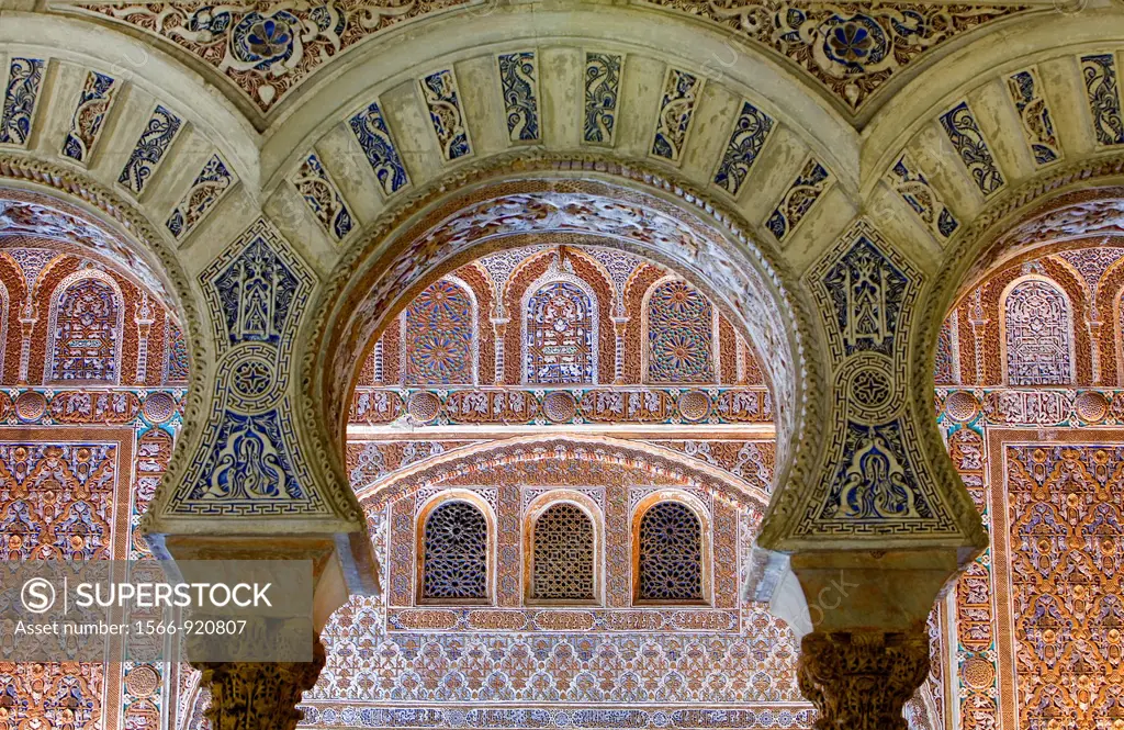 Royal Alcazar,detail of `Salón de Embajadores´,Ambassador´s Hall ,Sevilla,Andalucía,Spain