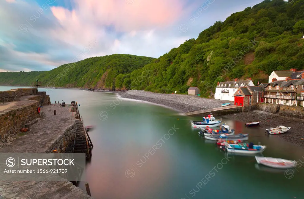 Clovelly village and harbour early morning, North Devon, England, UK, Europe