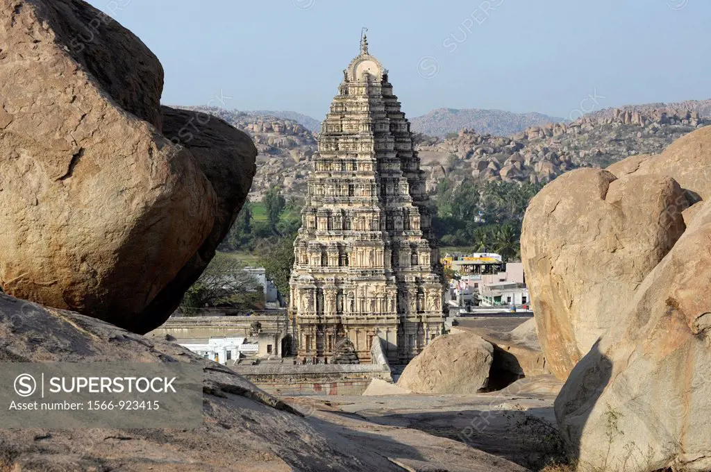 Asia,India,Ancient Hindu Temple at Hampi