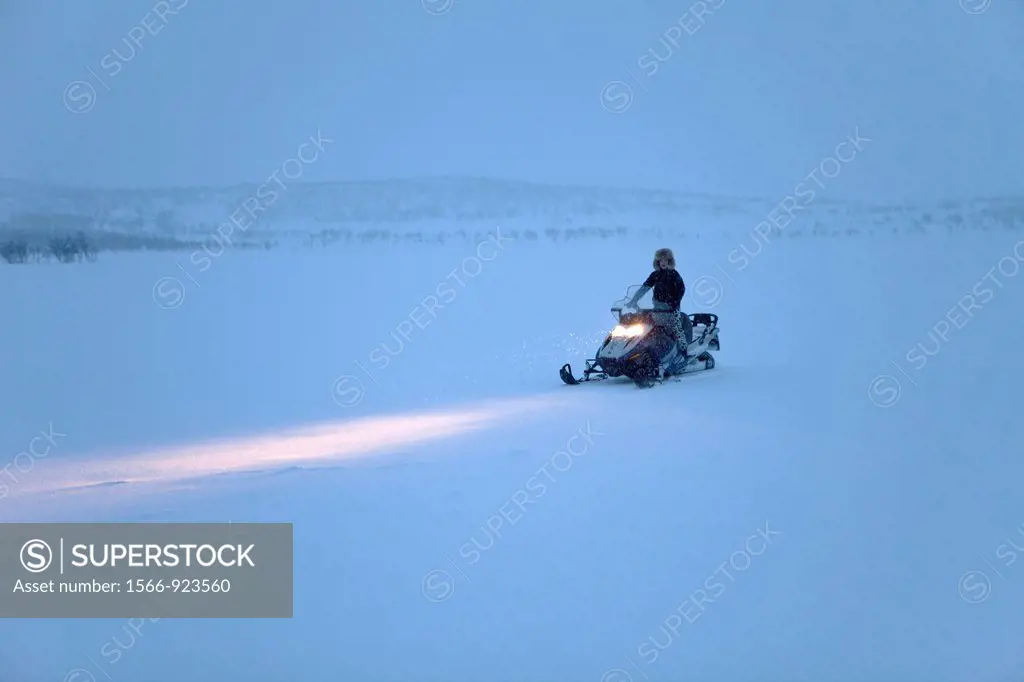 snowmobile in Northern Finland