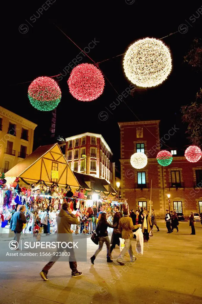 Christmas lights in centrum city of Madrid, Spain