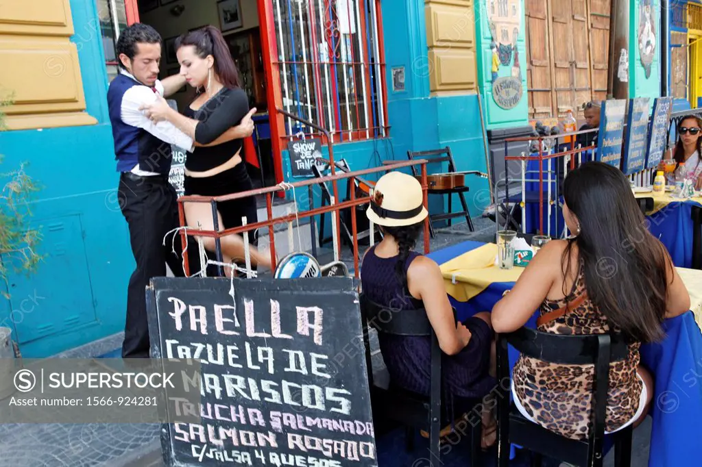 Argentina, Buenos Aires, old quarter of La Boca founded by italian immigrants, located near the harbour, much appreciated by tourists for its colorful...