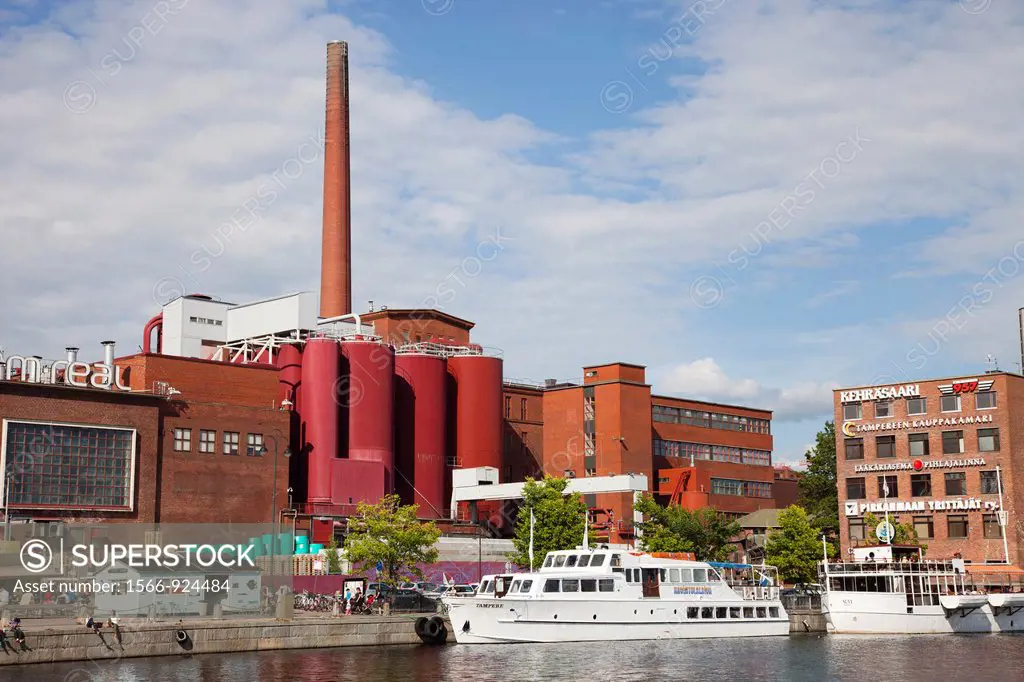 area of the market square of laukko and the tako factory which produces paper, tampere, finland, europe
