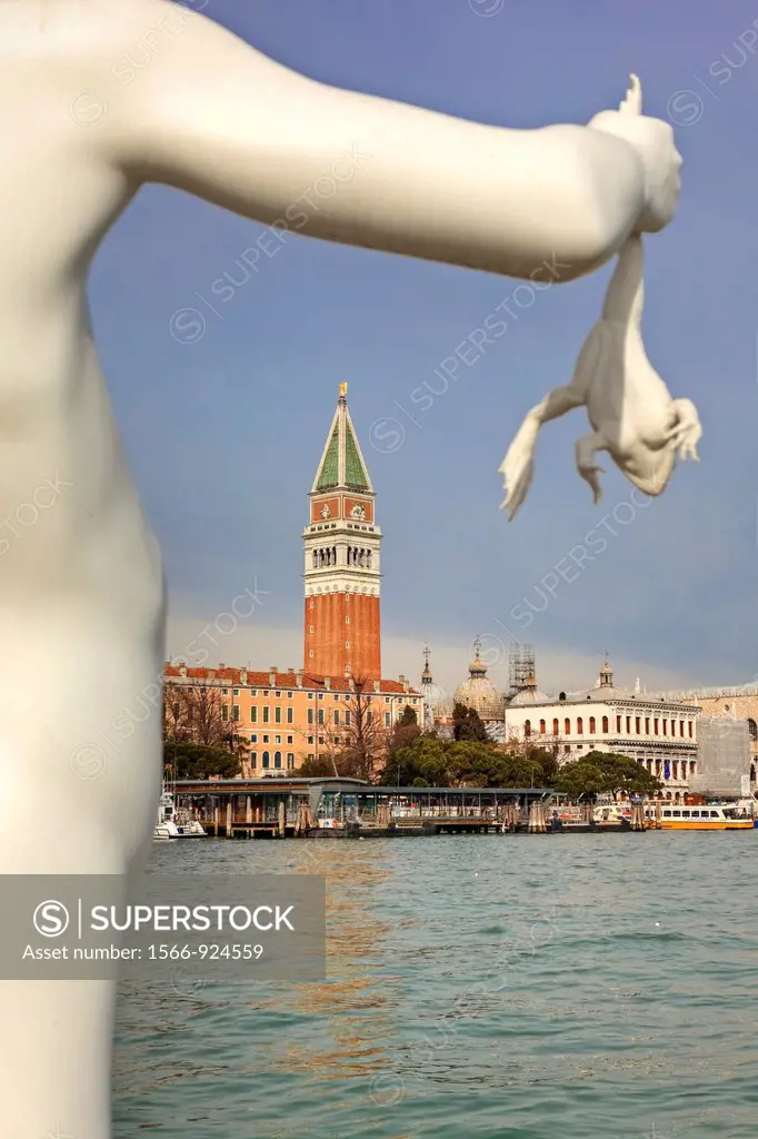 Boy with frog sculpture, Venice, Veneto, Italy