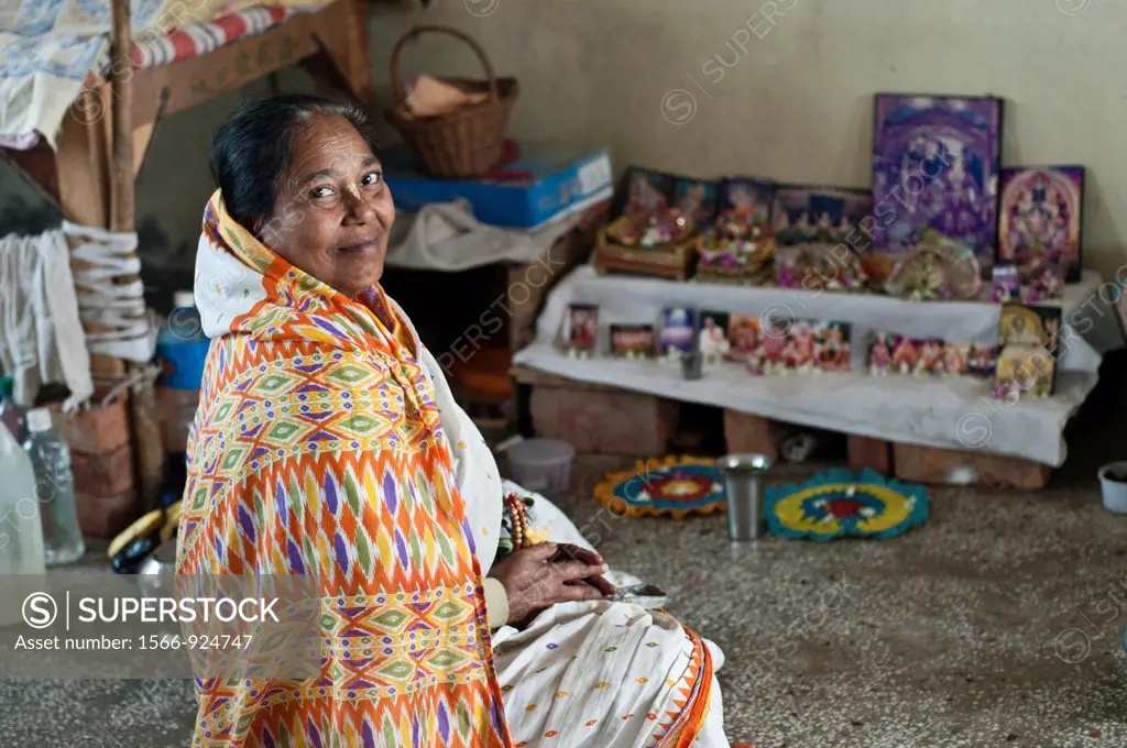 Portrait of a widow, Chatanya Bihar ashram, Vrindavan, Uttar Pradesh, India