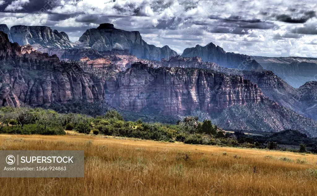 Panorama from the Kolob Terrace area at Zion National Park, Utah, USA