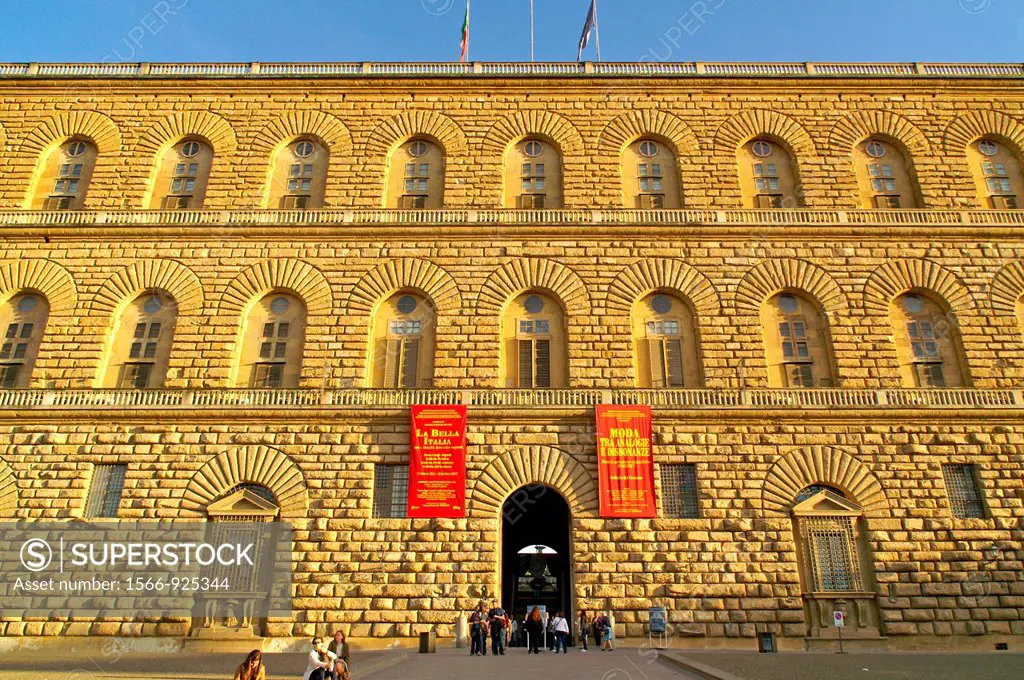 Florence Italy  Main facade of the Pitti Palace in Florence