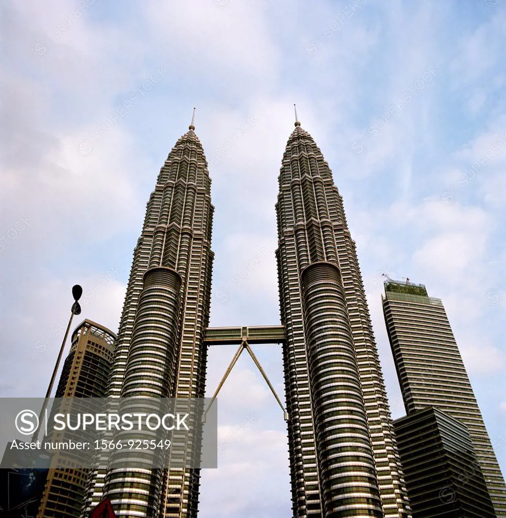 The Petronas Towers in Kuala Lumpur in Malaysia in Southeast Asia Far East.