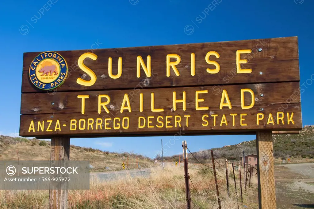 Trailhead sign, Anza Borrego Desert State Park, Sunrise Scenic Byway, California