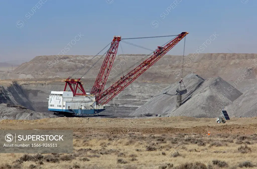 Gillette, Wyoming - A dragline excavator at a surface coal mine in Wyoming´s Powder River Basin  The Powder River Basin is the largest coal mining reg...