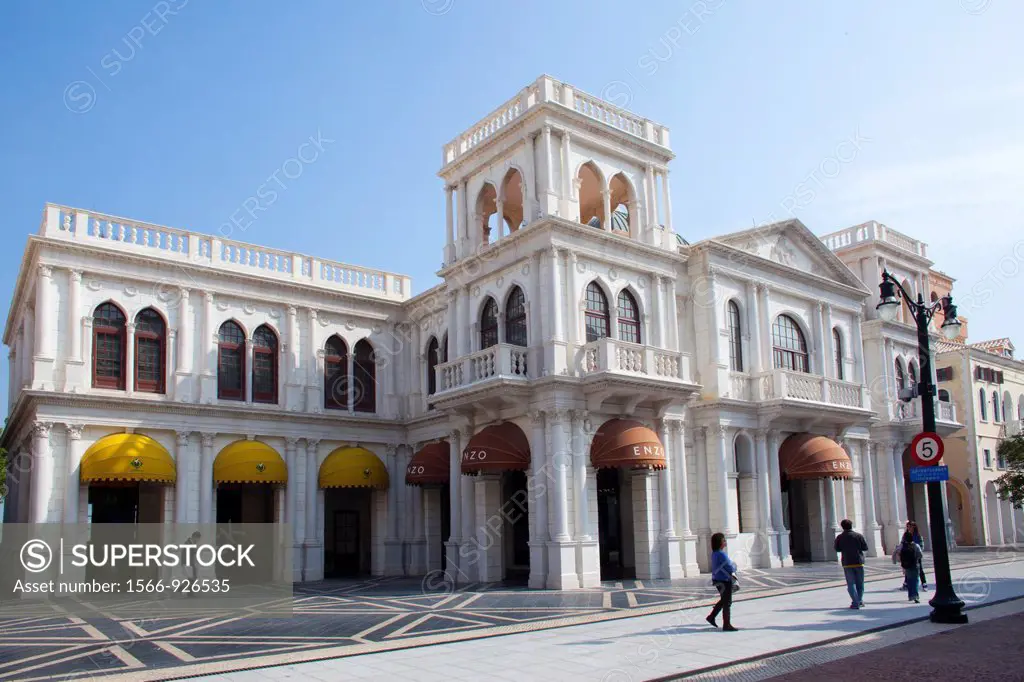 Portugese colonial style buildings in Macau, China