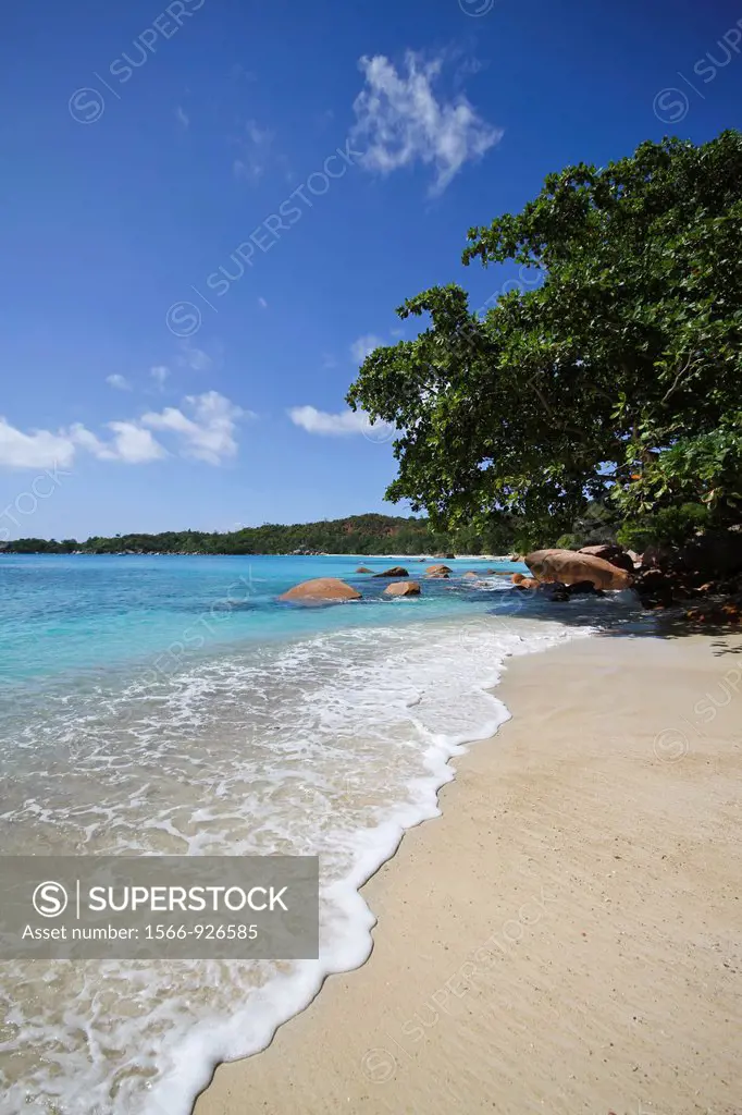 View of the beach at Anse Lazio, Praslin Island, Seychelles