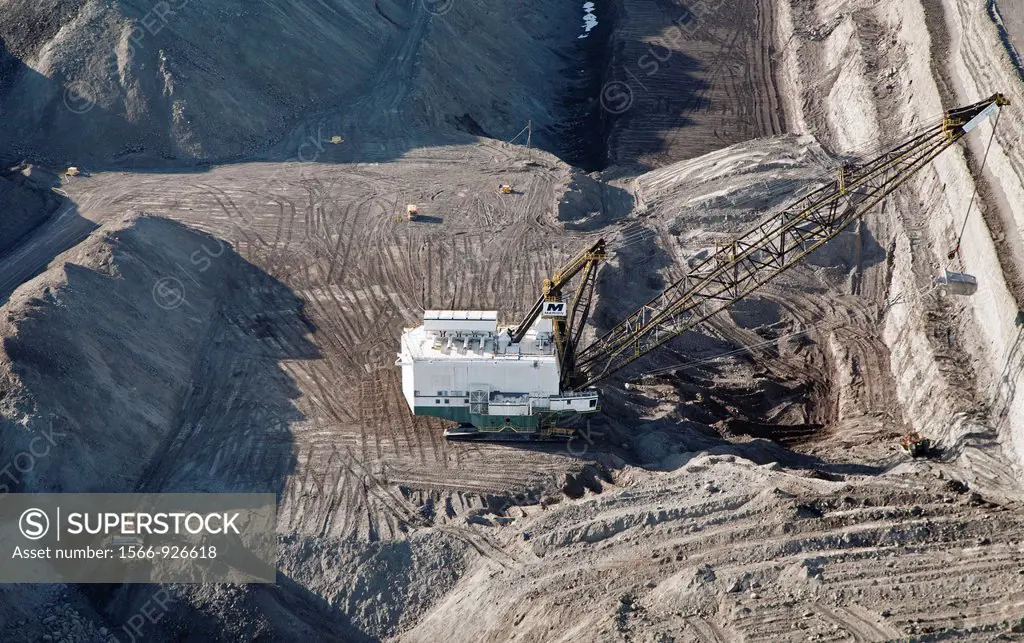 Gillette, Wyoming - A dragline excavator removes overburden at a surface coal mine in Wyoming´s Powder River Basin  The Powder River Basin is the larg...