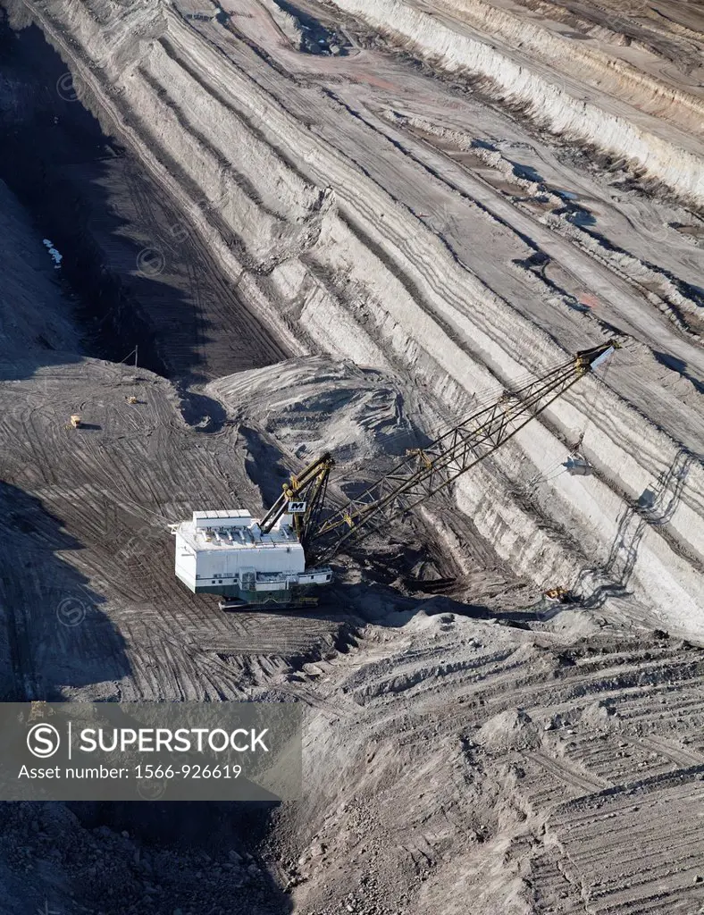 Gillette, Wyoming - A dragline excavator removes overburden at a surface coal mine in Wyoming´s Powder River Basin  The Powder River Basin is the larg...