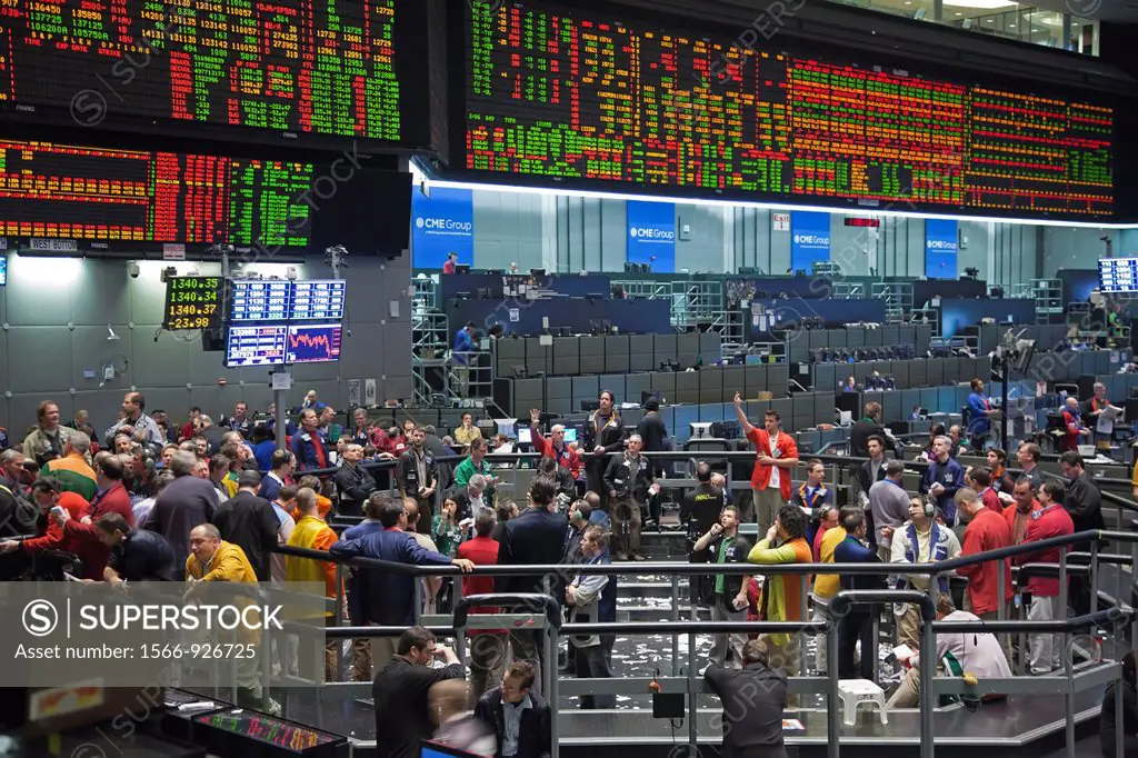 Chicago, Illinois - Commodities trading on the floor of the Chicago Mercantile Exchange