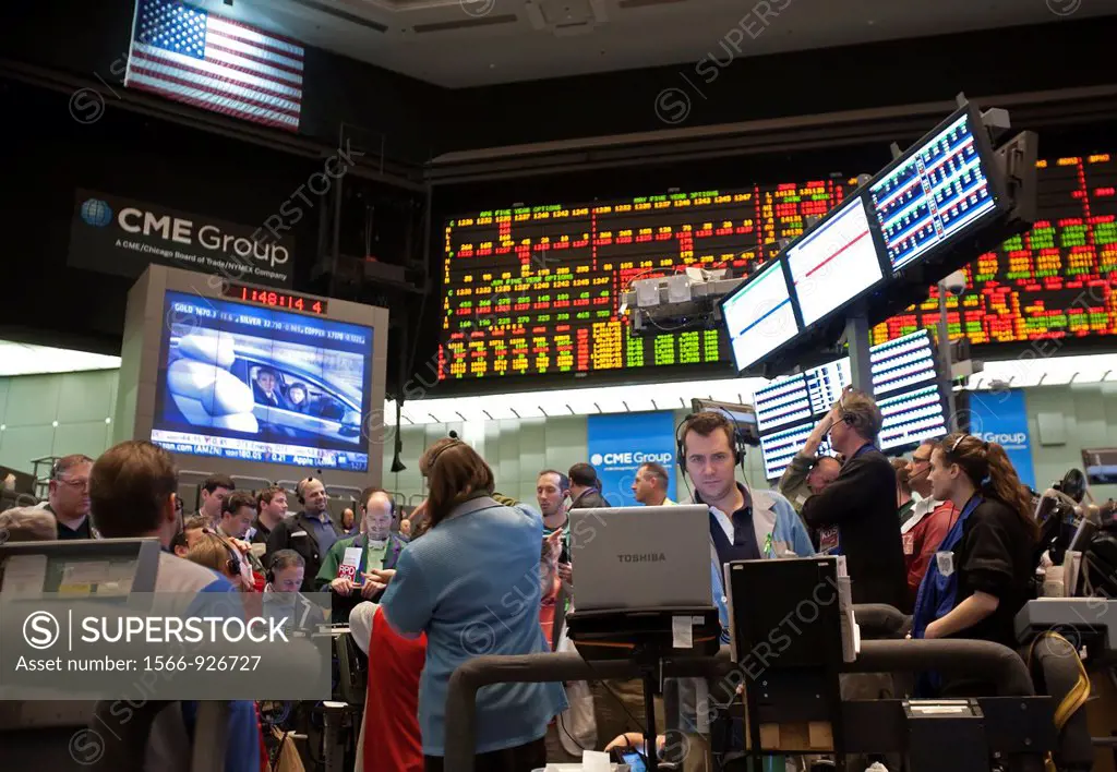 Chicago, Illinois - Commodities trading on the floor of the Chicago Mercantile Exchange
