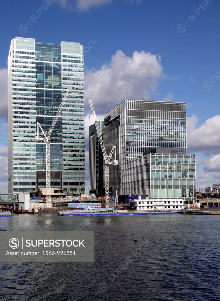 Skyscrapers Docklands London view from South Quay