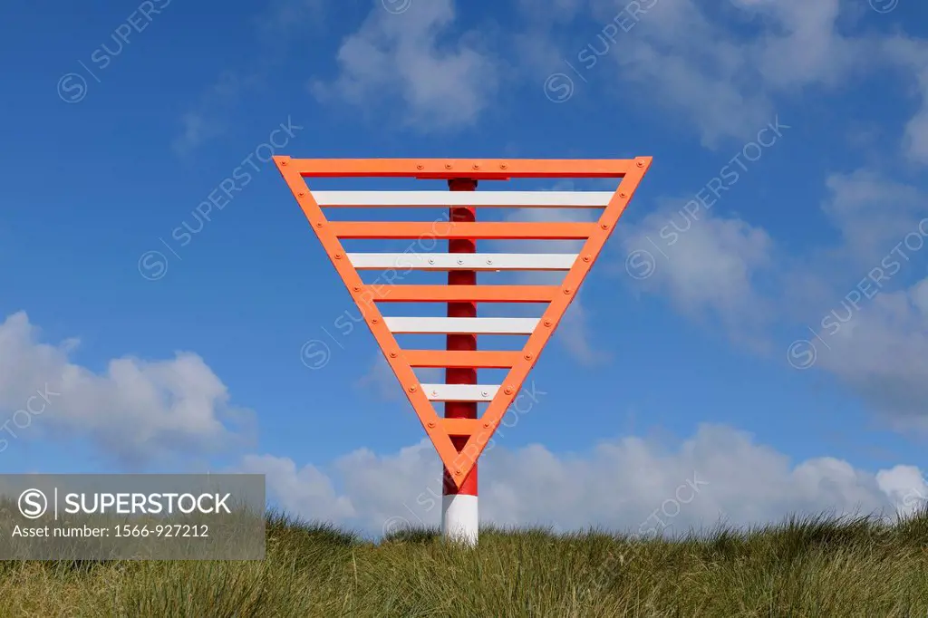 Beacon at elbow, Navigation marks in dunes, Germany, Schleswig Holstein, Sylt, List, Elbow, North Frisian Islands, North Sea,