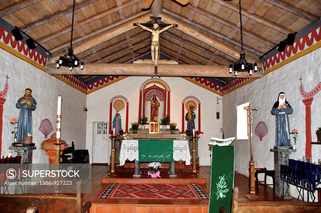 California, Pala, The Altar of the Mission Church,Used continually since founding, Mission San Antonio de Pala, Founded in 1816, Pala Indian Reservati...