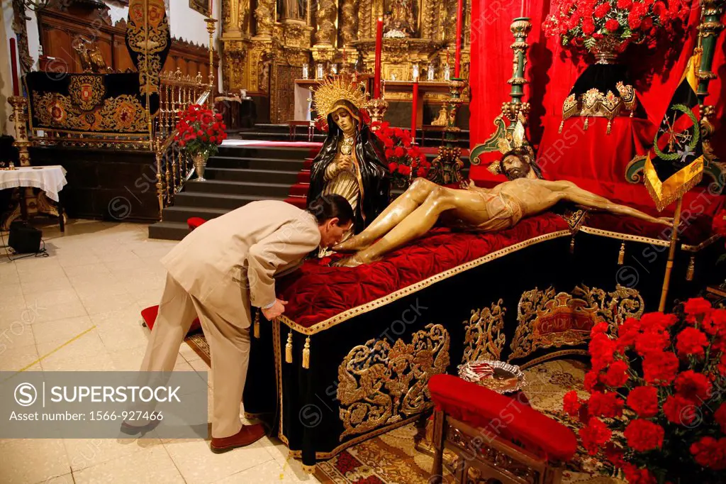 Holy Week in Cordoba, devotion and respect in the Parish of San Francisco  Cordoba  Andalusia  Spain  Europe