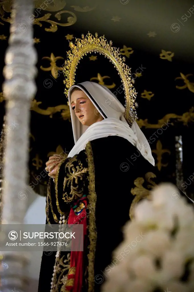 Holy Week Malaga  Virgin of Our Lady of Solitude  Brotherhood of ´Mena´  Malaga  Andalusia  Spain  Europe