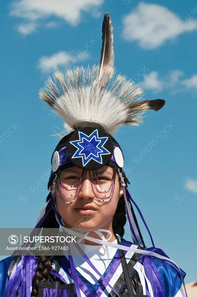 Blackfoot boy in traditional regalia, Siksika Nation Pow-wow, Gleichen, Alberta, Canada