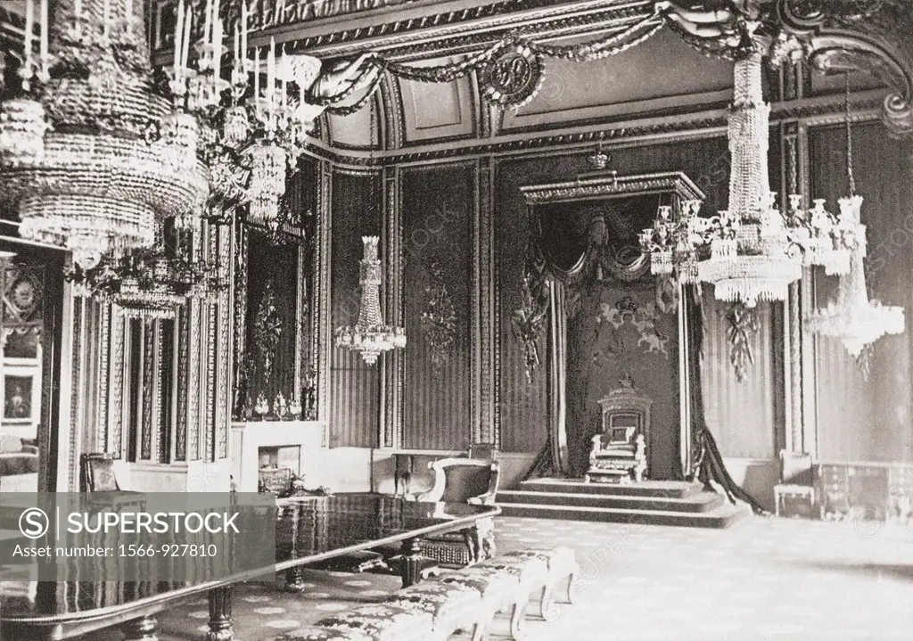 The Throne Room, Buckingham Palace, London, England in the late 19th century  From London, Historic and Social, published 1902