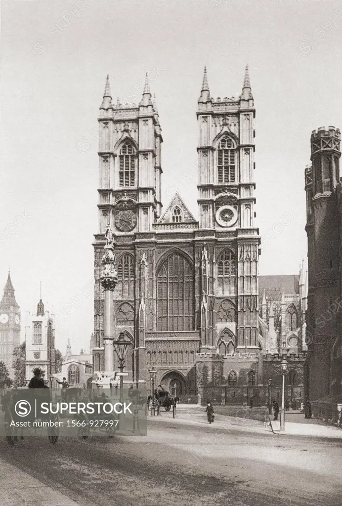 The Collegiate Church of St Peter at Westminster, popularly known as Westminster Abbey, City of Westminster, London, England, in the late 19th century...