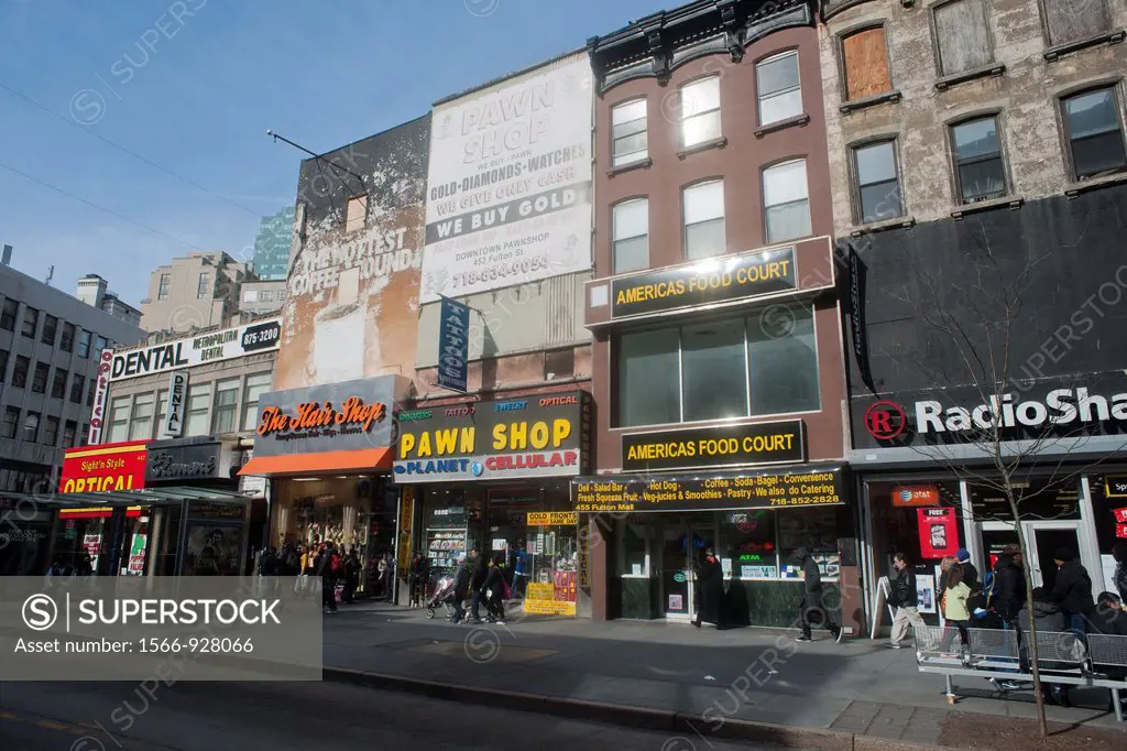 Stores and shopping in Downtown Brooklyn in New York As more high-rise condominiums are built in the area the demographics are changing and chain stor...