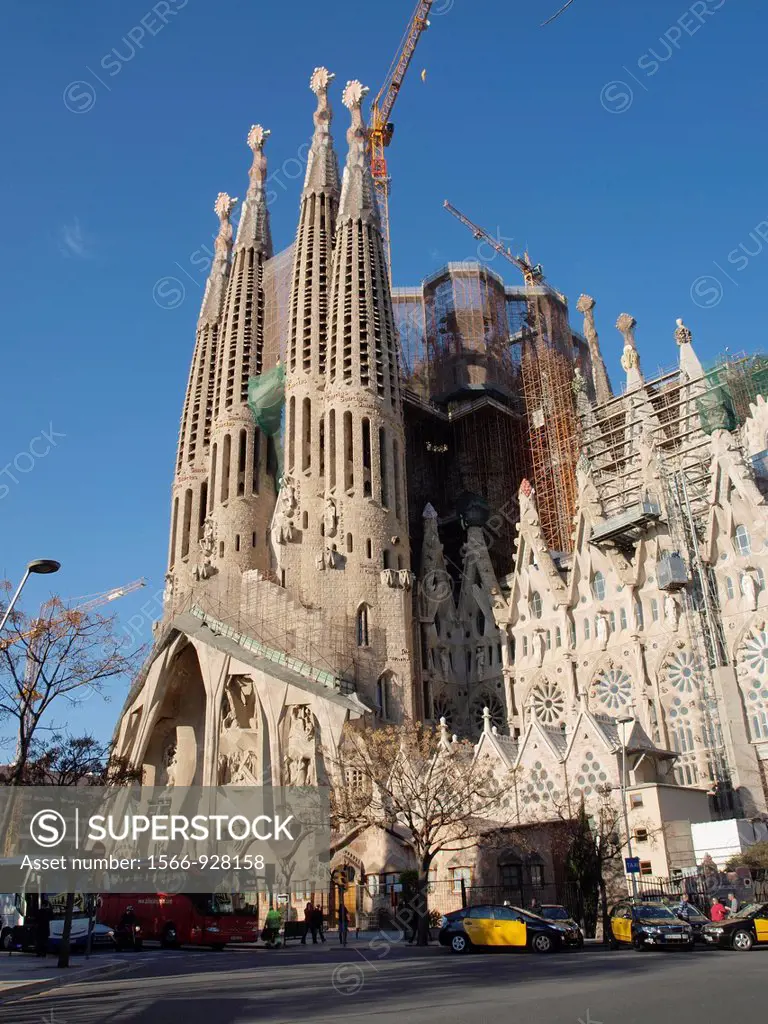 Sagrada Familia Church by Antoni Gaudi. Barcelona, Catalonia, Spain.