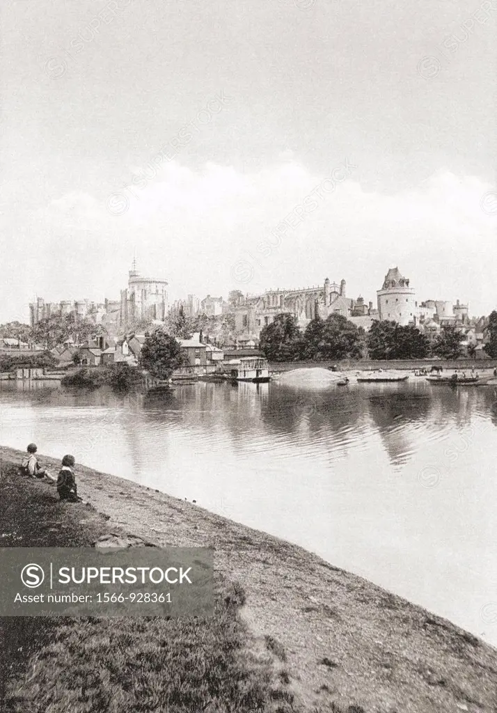 Windsor Castle, England seen from the River Thames in the late 19th century  From London, Historic and Social, published 1902