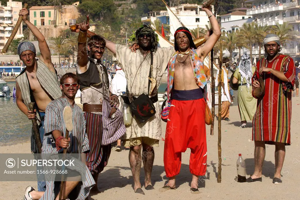 Moors and Christians, Christian commemoration of the victory over the Turks in 1561. It Firó, Soller, Majorca, Balearic Islands, Spain