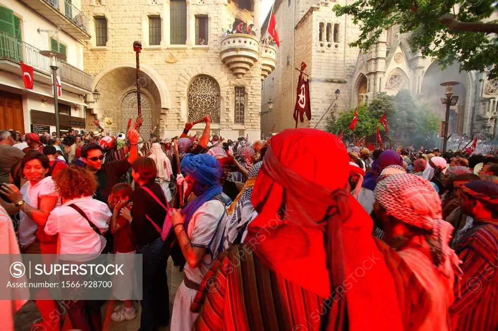 assault on the treasury of the village .Moors and Christians, Christian commemoration of the victory over the Turks in 1561. It Firó, Soller, Majorca,...