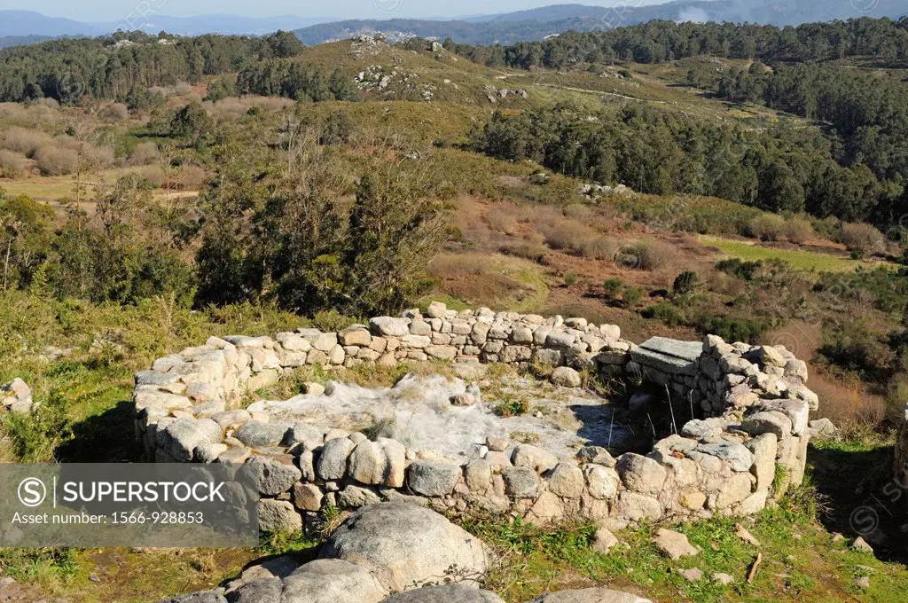 Vestiges of an old pre-roman settlement named Berobriga  O Facho, Cangas, Galicia, Spain