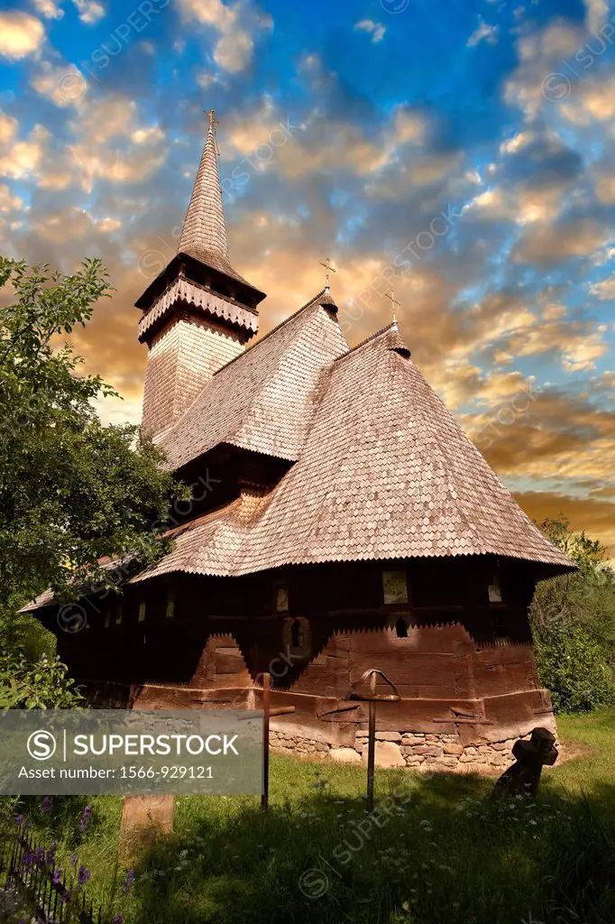 Wooden Church of the Greco Catholic Sat Suagtag  Biserica de lemn, Maramures, Northern Transylvania, Romania.