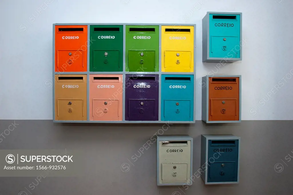 Colourful mailboxes, Lisbon, Portugal