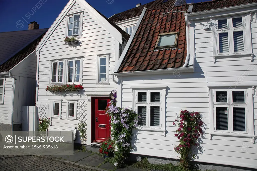 Norway, Stavanger, old town traditional houses