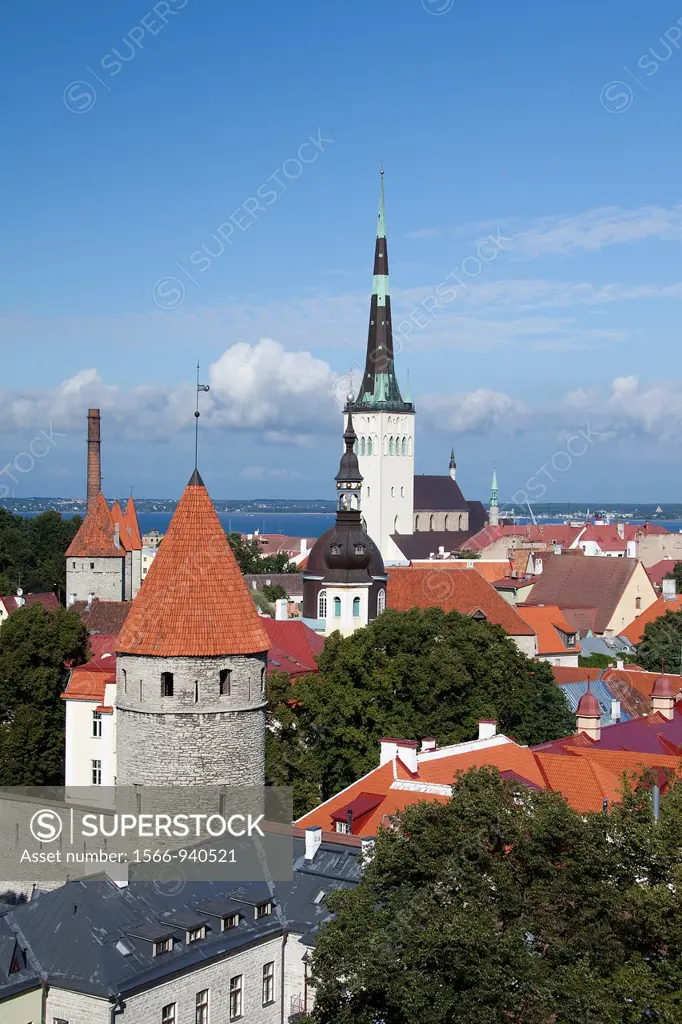 Estonia , Tallin City , City Walls and San Olav´s Church, W H.