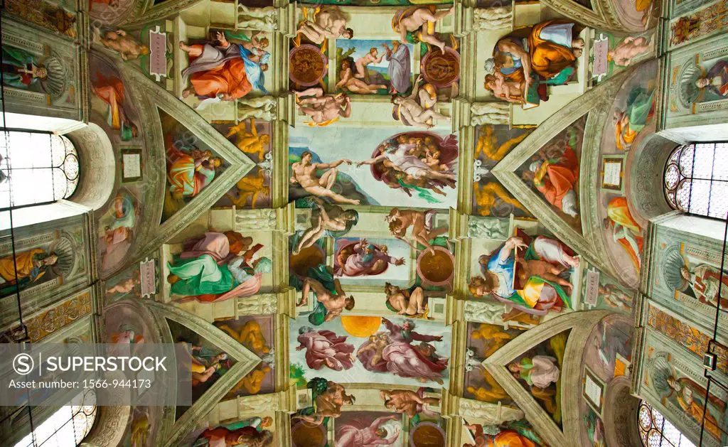 Michelangelo´s frescoed ceiling of the Sistine Chapel in the Vatican, Rome, Italy