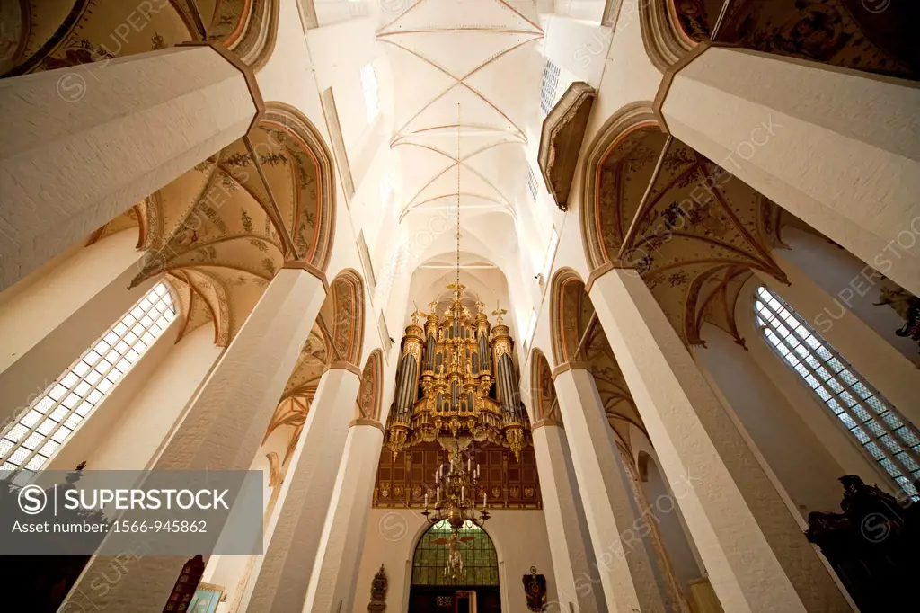 famous church organ built by Friedrich Stellwagen inside the Marienkirche or St  Mary´s church, Hanseatic City of Stralsund, Mecklenburg-Vorpommern, G...