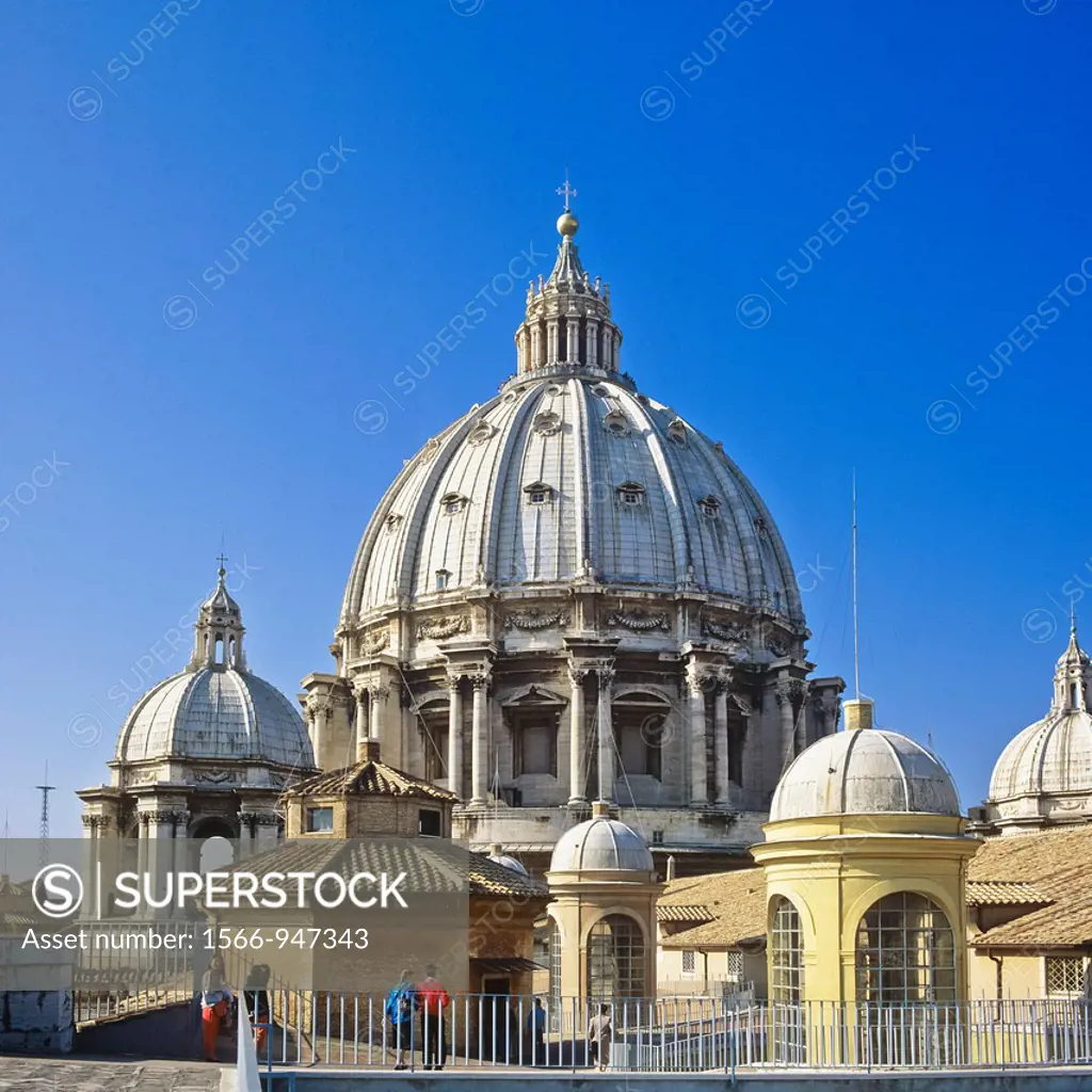San Pietro, St Peter´s basilica, roof terrace and cupola, Vatican City, Rome, Italy