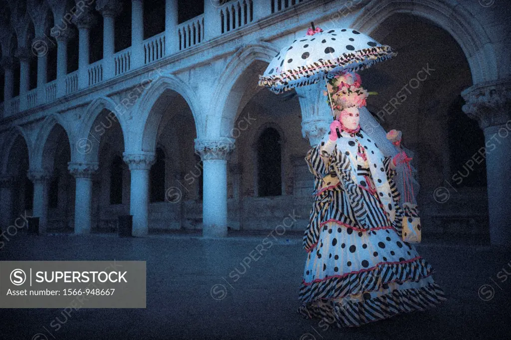 Mystical view of a masked woman at the carnival in Venice, Italy, Europe