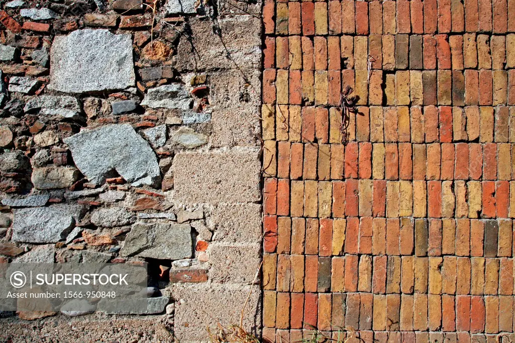 brick and stone wall.
