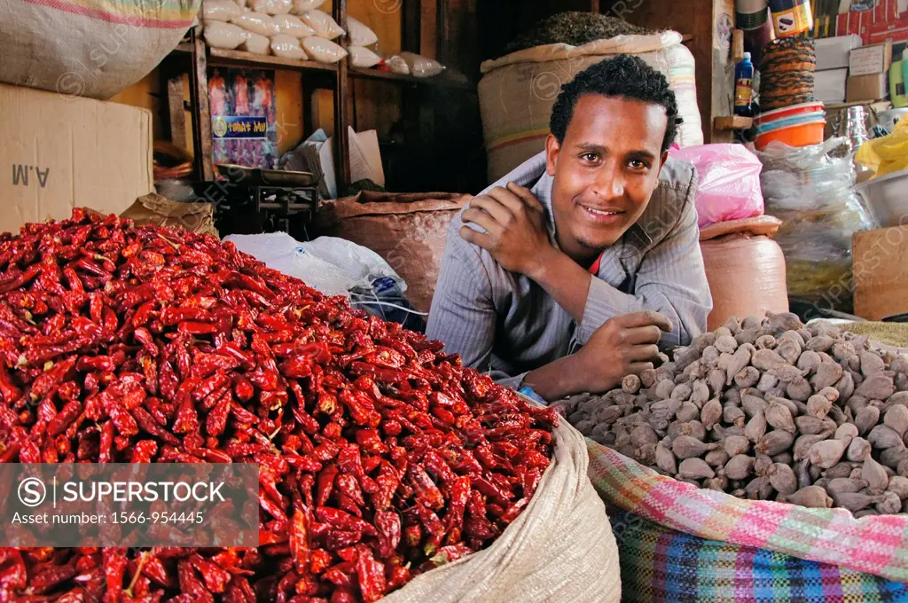 Red peppers and other spices at the Mercato, perhaps world largest open air market, at Addis Ababa, Ethiopia