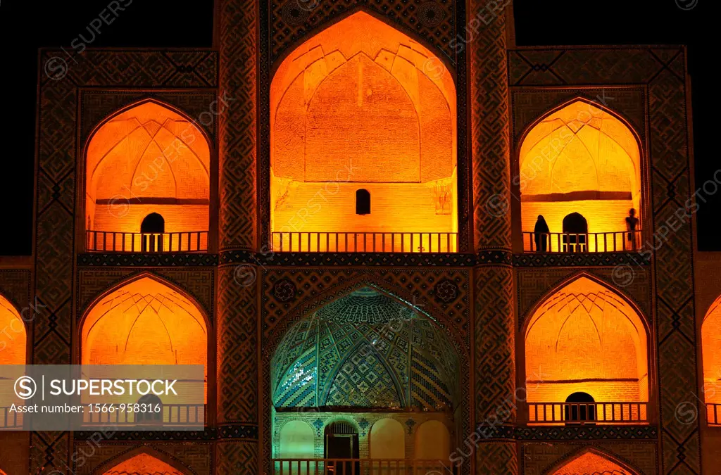 Night view of the Mir Chaqmaq facade, Yazd, Iran
