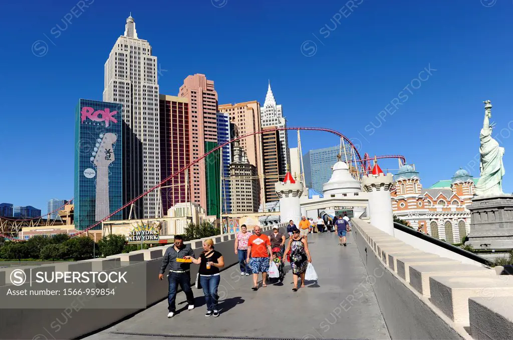 Tourists at New York New York Casino Skyline Las Vegas Nevada Sin City Gambling Capital NV