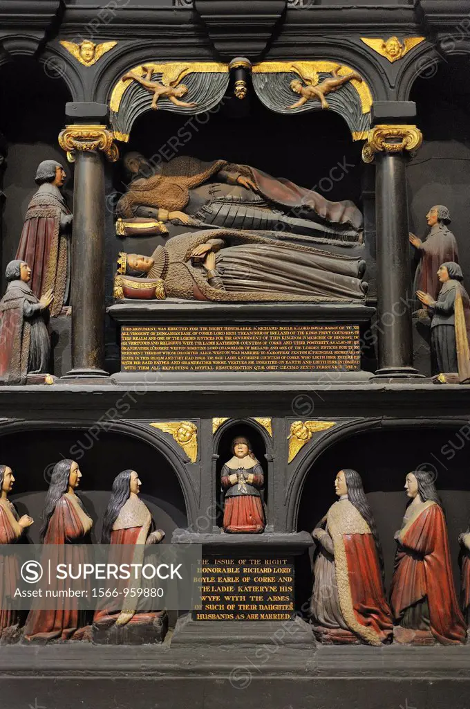 Ireland, Dublin, St Patrick´s Cathedral, Renaissance tomb of Lord Boyle, earl of Cork, and his wife