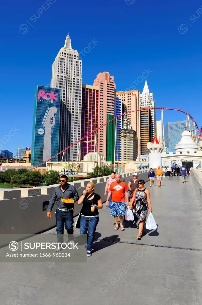 Tourists at New York New York Casino Skyline Las Vegas Nevada Sin City Gambling Capital NV